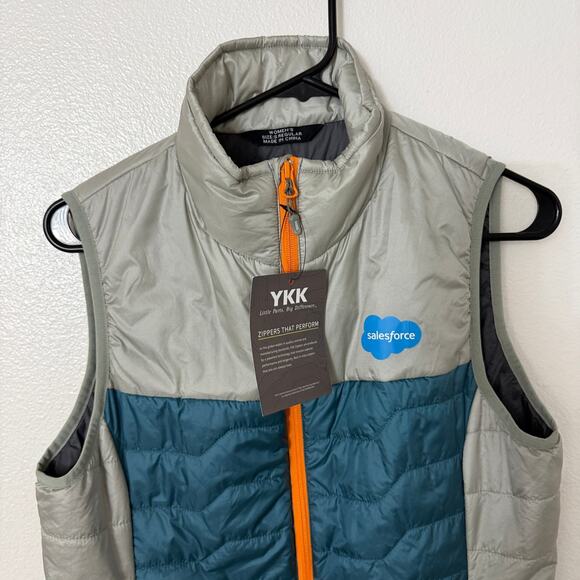 Salesforce Puffer Jacket Vest Womens Small Gray Full Zip Insulated Hexa Custom - Picture 4 of 7